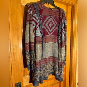 Say what New York royal colored Aztec print sweater cardigan